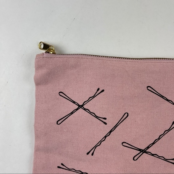 Oak Lane Cosmetic Bag Womens Pink Gold Zipper Square - Picture 3 of 5